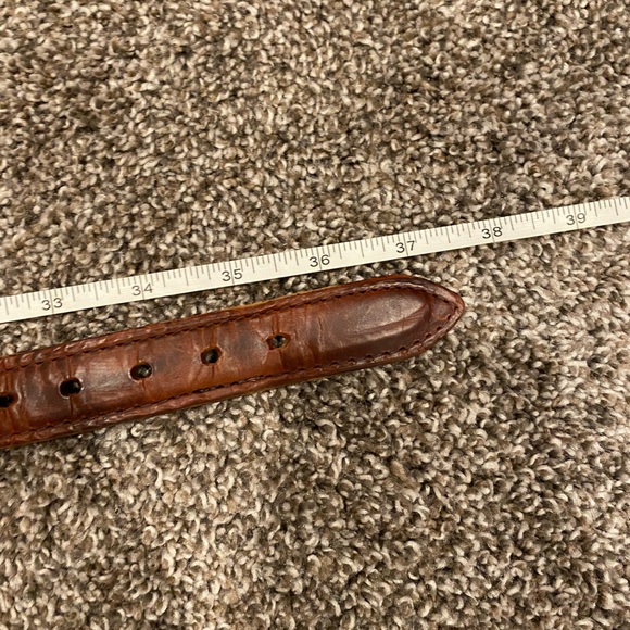 YRI Canvas Golf Belt Size 32/80 Blue Down Hill Mountain Skier Embroidery Brass - Picture 7 of 9